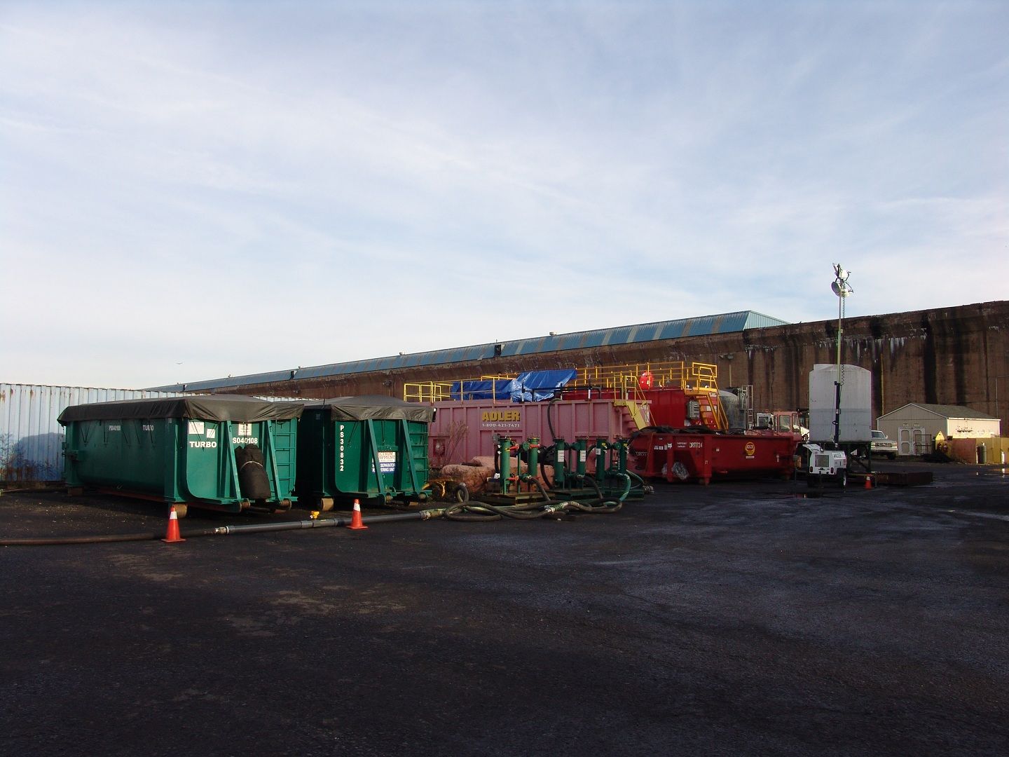 Treatment equipment set up at an industrial site